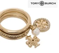 TORY BURCH ゴールドトーン重ね着けリング　US6 11号