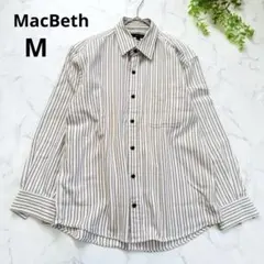 MacBeth マクベス◆ストライプ柄 長袖シャツ(M)ブラウン　ビジネスのサムネイル