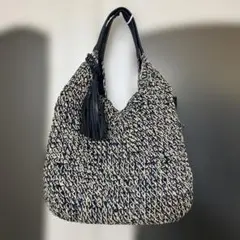 Rootote ショルダーバッグ ネイビー×生成り編み込み　ルートート　美品！