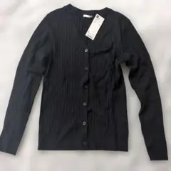 GU ブラック リブ編み カーディガン S