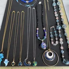 か*5様 まとめ売りアクセサリーP28☆ネックレスなど12点ブルー系オークション