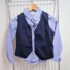 ZARAベスト　青シャツ120 フォーマルセット 入学式にも