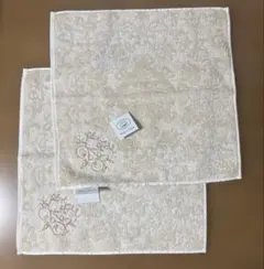 新品未使用　シルクコットン 花柄刺繍ハンカチ　2枚セット