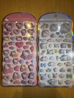 正規品　コットンパフィーシール　サンリオ　キティ シナモロール