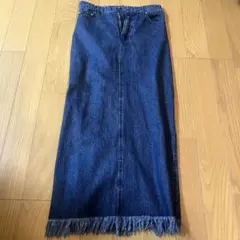 ダークブルーフリンジスカート　Discoat