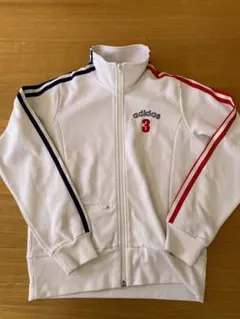 adidas トラックジャケット ホワイト レッド - メルカリ