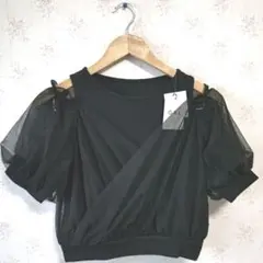 本日限定価格☆新品 GRLチュールカシュクールショルダーオープントップス L☆