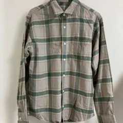 【無印良品】両面起毛フランネル長袖シャツ　ベージュチェック