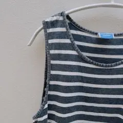 ⭐️ オーシャンパシフィック ボーダー 膝丈 ノースリーブ ワンピース L 綿 夏のサムネイル