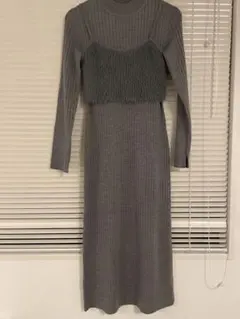 GU 2ピースビスチェセットワンピース　グレー