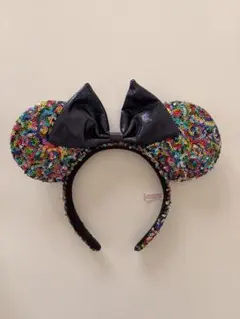 【美品】東京ディズニーリゾート限定 ミニー カチューシャ スパンコール マルチ