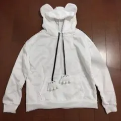 ミッキーマウス耳付きホワイトパーカー