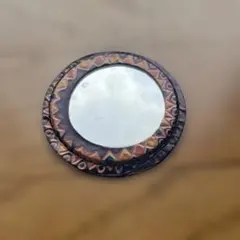 コンパクトミラー　レザー　ハンドメイド　花柄　アンティーク　ビンテージ　レトロ