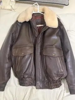 【美品】90s G-1 フレンチレザー フライトジャケット XL 襟ボア 短丈