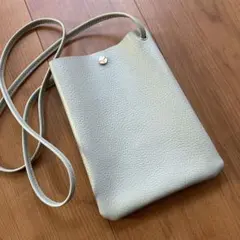 本革 ショルダー サコッシュ スマホショルダー ライトグレー