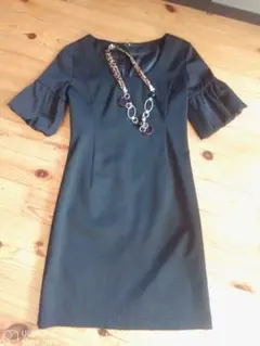 ef-de素敵な可愛いお袖のワンピース9号黒フォーマルにも！