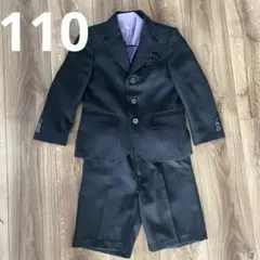 入園式　フォーマルスーツ4点セット　半ズボン　紫　ストライプ