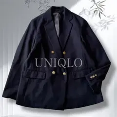 ユニクロ ダブルブレストジャケット テーラード 紺ブレ 金ボタン Lサイズ