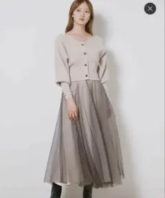 SNIDELチュールコンビクロップドニットワンピ SWNO225059