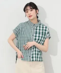 beams Heartクレイジーギンガムシャツ　半袖シャツ