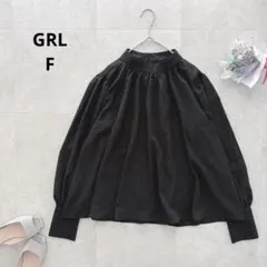 GRL グレイル　ブラウス　長袖　モックネック　黒オフィスカジュアル【F】無地のサムネイル