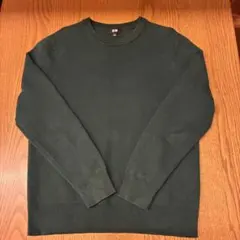 UNIQLOウォッシャブルミラノリブクルーネックセーター　M　グリーン
