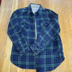 COEN ネルシャツ Sサイズ ネイビー/グリーンチェック