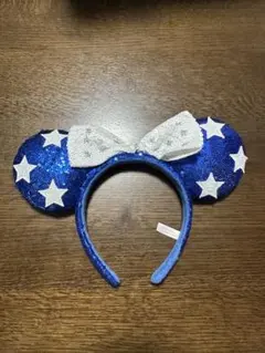 ディズニー　カチューシャ　ミニー　青　ブルー　星　星柄　スパンコール