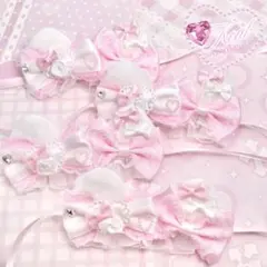 専用 ぬい服　ぬい　ヘッドドレス　ピンク 白 10cm リボン 薔薇