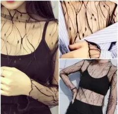 レディース服　レース　シースルー　トップス　シャツ　ブラウス　インナー　オシャレ