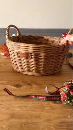 ヴィンテージ　蓋持ち手付きスポーンコリのかご　パイン松バスケット北欧アンティーク ヴィンテージ 蓋持ち手付きスポーンコリのかご パイン松バスケット北欧