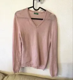 UNITED COLORS OF BENETTON ピンク Vネック セーター