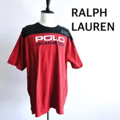 ポロジーンズラルフローレンTシャツメンズXXLサイズ赤×黒ゆるダボビッグサイズ