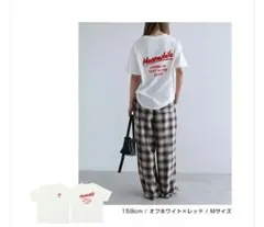 Meanwhile ロゴ刺繍 半袖Tシャツ オフホワイト×レッド Mのサムネイル
