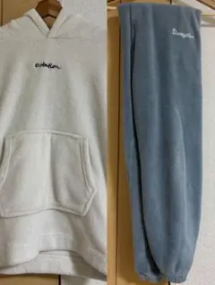 ホワイト×ライトブルー　ルームウェア　セットアップ