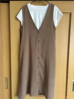 【週末限定値下げ】ikka イッカ ジャンパースカート ワンピース M ブラウンのサムネイル