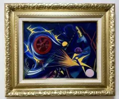 【F6号】岡本太郎（海辺）手描き作品/表裏サイン有り/油絵/裏シール有り/高級額 F6号】岡本太郎（海辺）手描き作品/表裏サイン有り/油絵/裏シール有り