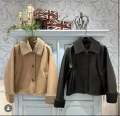 COCODEAL フェイクムートンライニングジャケット　ブラック