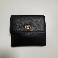 ✨極美品✨ GUCCI GGマーモント 三つ折り財布 ブラック - メルカリ