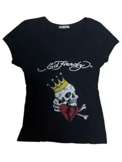ED HARDY ラインストーン スカル ハート Tシャツ Y2K 古着 黒 - メルカリ