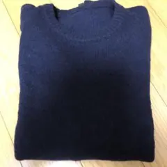 ウール100% ネイビー クルーネックセーター L