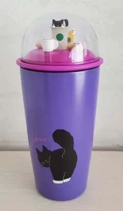 る*す様 スターバックス　猫デザイン 紫色 タンブラー