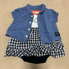 重ね着風デニムロンパース 80