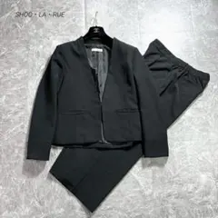 SHOO-LA-RUE スーツセットアップ ノーカラー ワイドパンツ L 黒