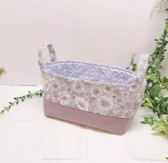 布バスケット（エレガントな花）、小物入れ、ハンドメイド
