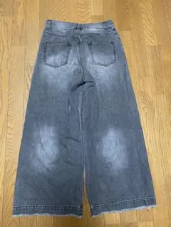【完売品】【 ヴィンテージ加工 】カラーウォッシュデニムワイドフレアパンツのサムネイル