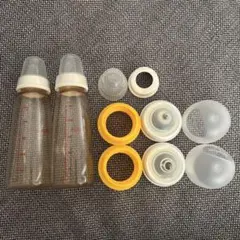 ピジョンプラスチック哺乳瓶2本 ほほえみらくらくミルクアタッチメント2個母乳実感