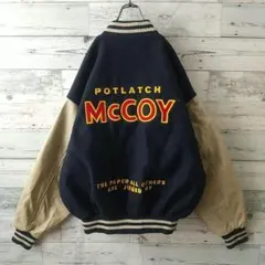 カナダ製 企業ロゴ 両面刺繍 袖レザー ウール スタジャン L相当