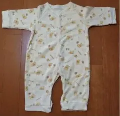 新生児 Disney モコモコ プーさん 長袖 ロンパース 70 黄色