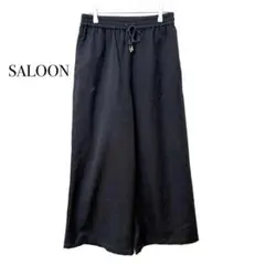 サルーン SALOON ワイドパンツ 【F】 黒 レーヨン混 ウエストゴム